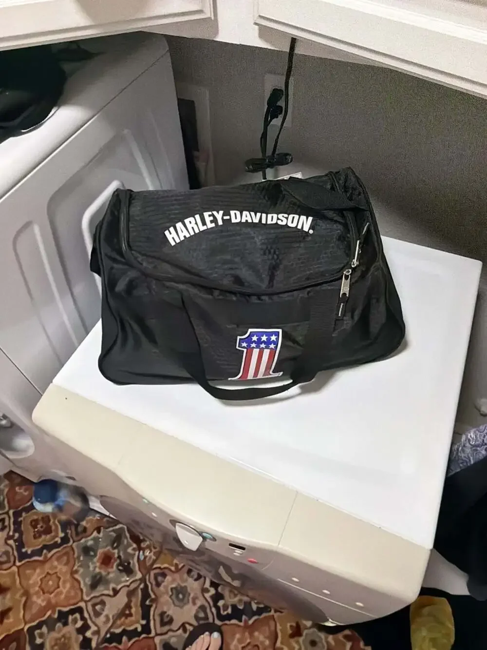 Harley-Davidson Number 1 Logo Graphic Black Duffel Bag